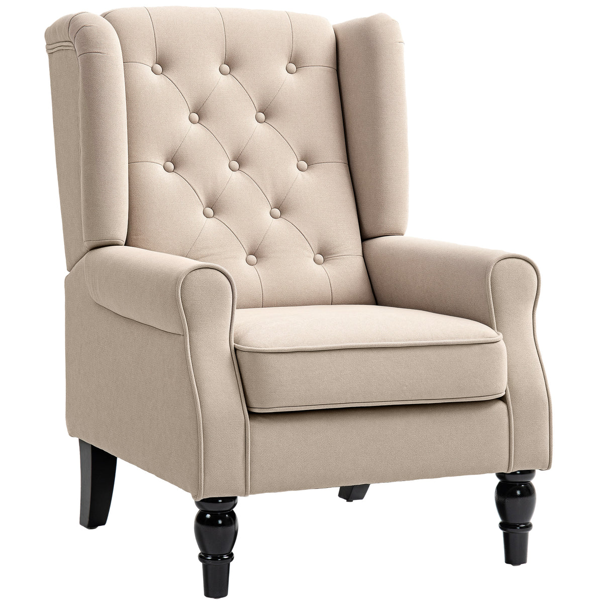 Eleganter Ohrensessel, dick gepolstert, abnehmbarer Bezug, 74 x 87 x 102 cm, Beige