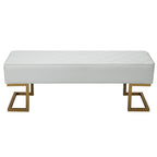 Sitzbank f¨¹r Schlafzimmer Truhenbank Bettbank Wohnzimmer Kunstleder Metall Wei?+Gold 120 x 43 x 42 cm