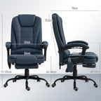 Massage-B¨¹rostuhl, 7 Vibrationspunkte, verstellbare Fu?st¨¹tze & Lehne, bis 120 kg, Lederoptik, Blau
