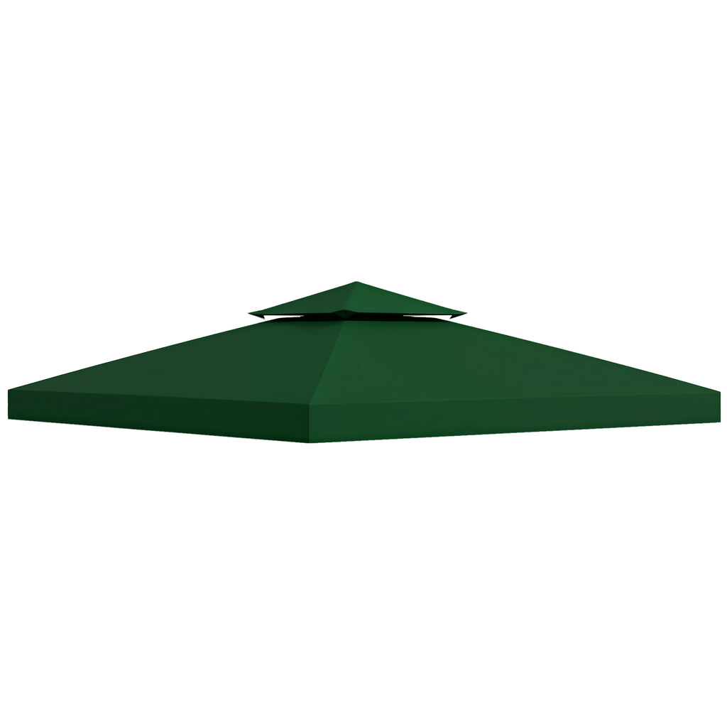  3(m) Gazebo Top Cover Double Tier Canopy Replacement Pavilion Roof Dark Green