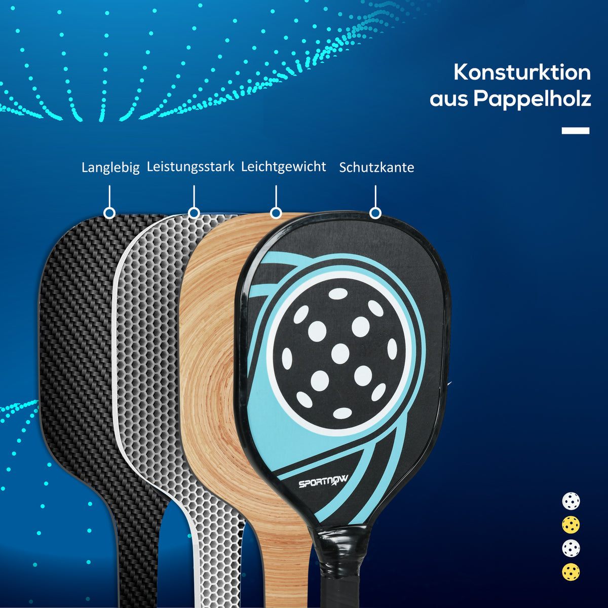 Pickleball Paddles Set mit 4 Schläger für Anfänger Freizeitspieler