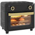 Minibackofen mit Umluft, Heißluftfritteuse, Timer, Innenbeleuchtung, 10L, Schwarz