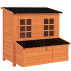 Hühnerstall mit Nestkasten für 3-4 Hühner, Wasserfestes Dach, Tannenholz, Kunststoff, 100 x 86 x 100 cm, Orange