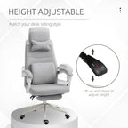 Bürostuhl, Ergonomischer Schreibtischstuhl mit Kopfkissen, Lendenkissen, höhenverstellbar Gamingstuhl mit Fußstütze, hoher Rückenlehne, Grau 62 x 68 x 117-127 cm