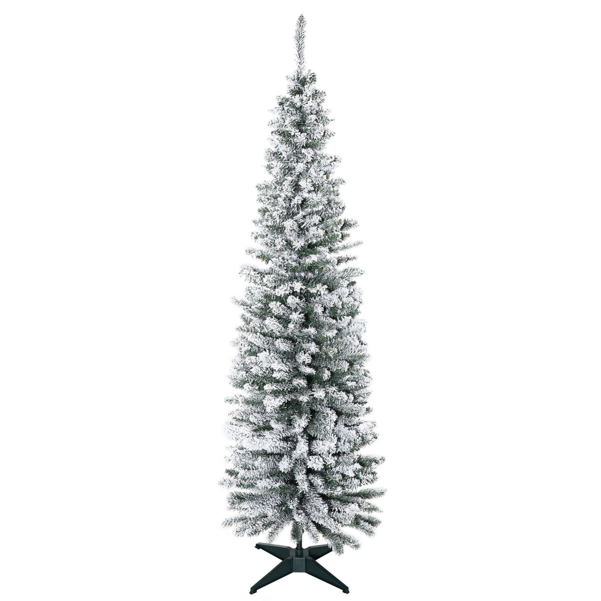 Künstlicher Weihnachtsbaum, 210 cm, beschneite PVC-Zweige, klappbar, Metallständer, Grün/Weiß
