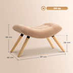 Moderner Fu?hocker mit Fleece-Bezug und Holzbeinen, gepolstert, f¨¹r Wohnzimmer, Schlafzimmer, Flur, Braun