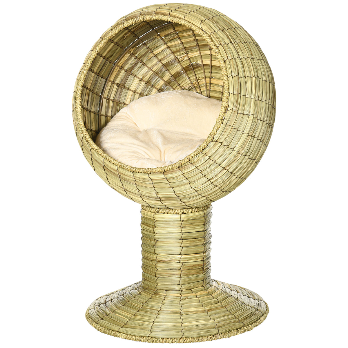  Katzenhöhle aus Seegras, 2-teilig, flexibel positionierbar, 41 cm x 41 cm x 71,5 cm, Natur