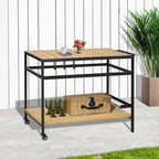 Servierwagen im Industrie-Design, wetterbest?ndig, 3 Haken, 1 Regal,107 cm x 65 cm x 80 cm, Schwarz +Natur