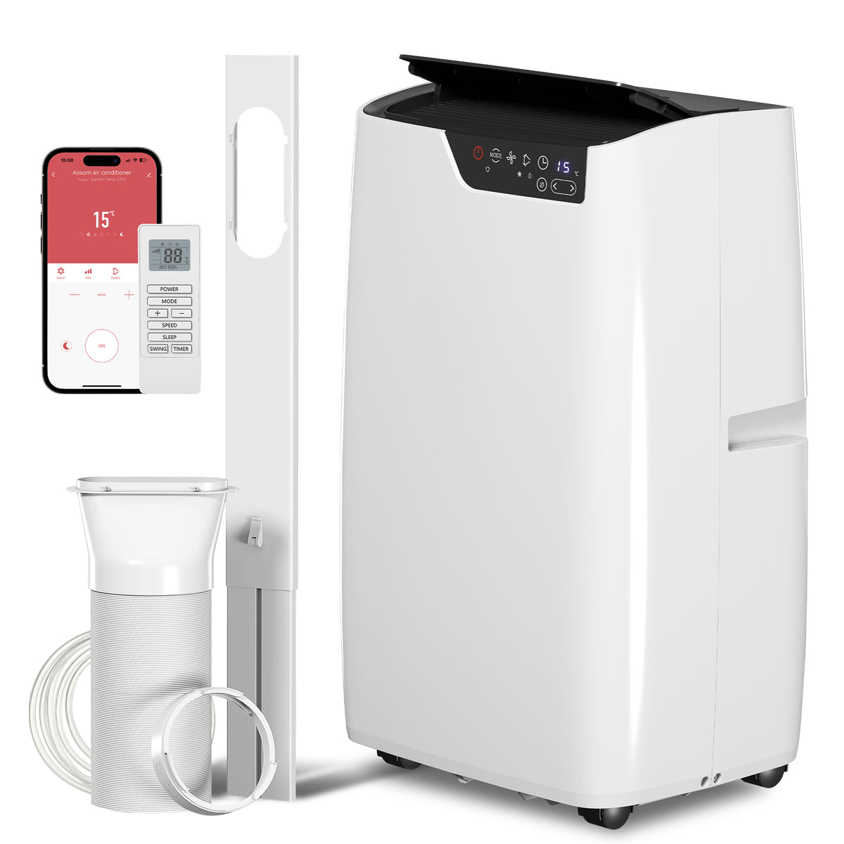 Tragbare Klimaanlage 12000 BTU, Klimagerät mit Kühl-, Entfeuchtungs-, Ventilator- , Schlafmodus, WiFi Sprachsteuerung