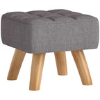 Fu?hocker mit Polsterung, Leinenoptik, Holzbeine, bis 110 kg belastbar, Grau