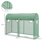  Walk-in Greenhouse, Tomato Greenhouse with Double Doors & 4 Windows, Garden Plant Growth Green House with PE Cover, Steel Frame, Green, 3 x 1 x 2 m