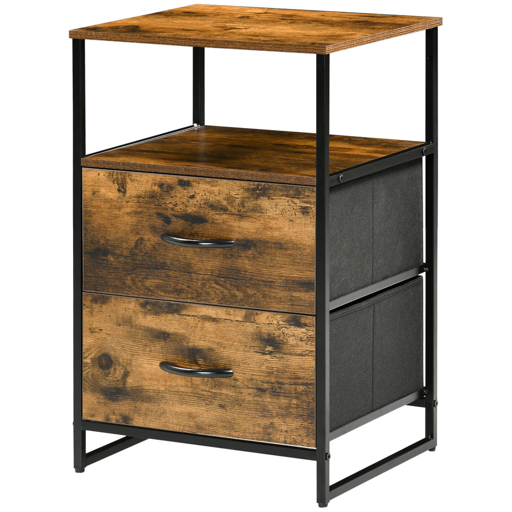 Wohnzimmerschrank, Beistellschrank, Stoffschubladen, MDF, Stahlrahmen, Braun