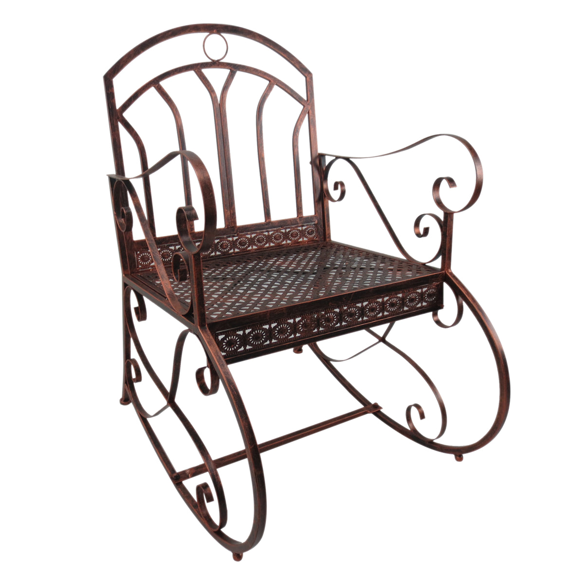 Schaukelstuhl Gartenstuhl, Vintage-Design, 61cm x 79cm x 90cm, Braun + Schwarz