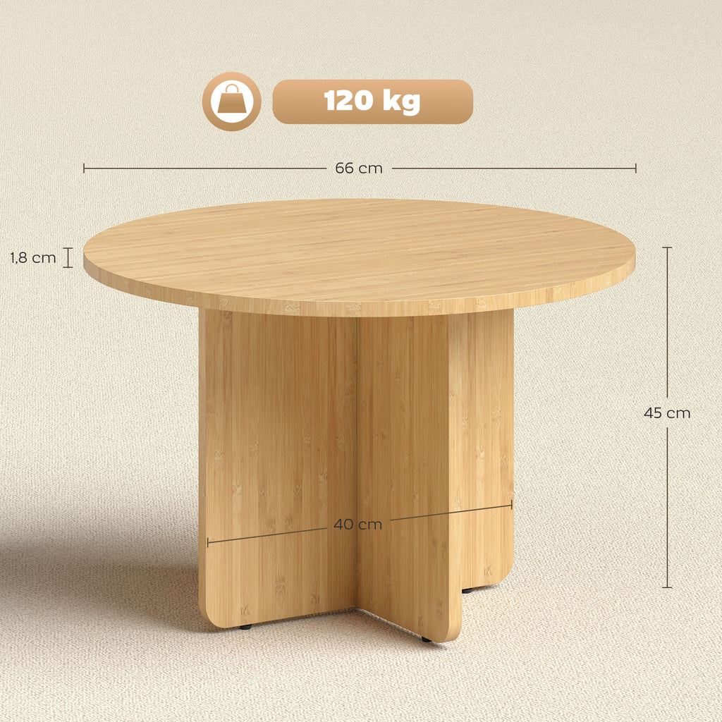 Runder Couchtisch, Bambus-Wohnzimmertisch mit Kreuzfu?, Natur