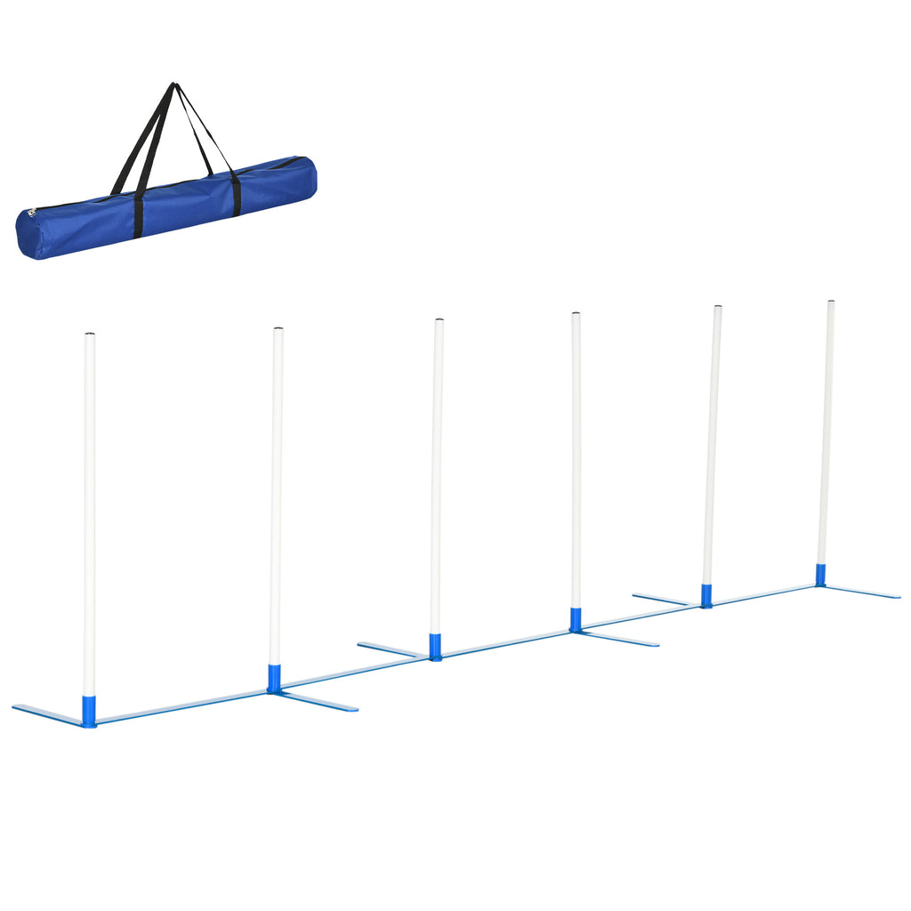 Dog Agility Equipment Training Adjustable Obstacle Course Set with 6 Weaves Poles Storage Bag for Pet Outdoor Games Exercise