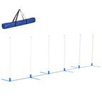 Dog Agility Equipment Training Adjustable Obstacle Course Set with 6 Weaves Poles Storage Bag for Pet Outdoor Games Exercise