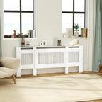 Heizk?rperverkleidung, Lamellendesign, verstellbare L?nge 125-201 cm, MDF, Wei?