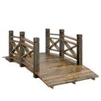 Holzbrücke mit Geländer Gartenbrücke aus Tannenholz Teichbrücke mit Antik-Optik, begehbar 174 x 78 x 57,5 cm Verkohlt