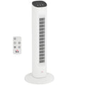85° oszillierender Turmventilator mit Fernbedienung 3 Geschwindigkeiten 2 Modi Timer LED-Display 30x30x78 cm Weiß