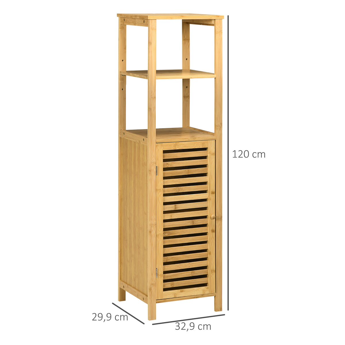 Badregal, Schrankfach mit Lamellent¨¹r, versetzbare B?den, Bambus, ca. 33 x 30 x 120 cm