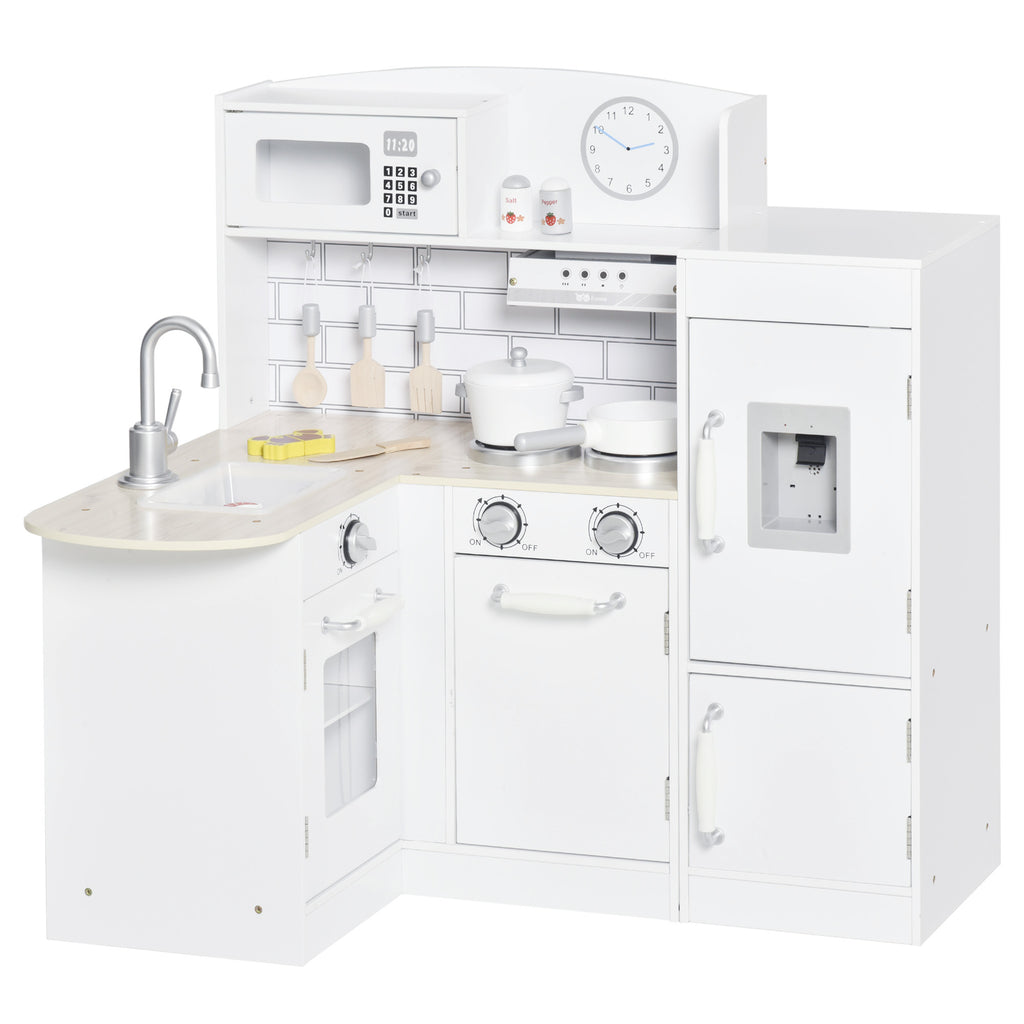 Spielküche, 14-tlg. Zubehör, elektr. Wasserspender, 86 x 64 x 84,5 cm, Weiß