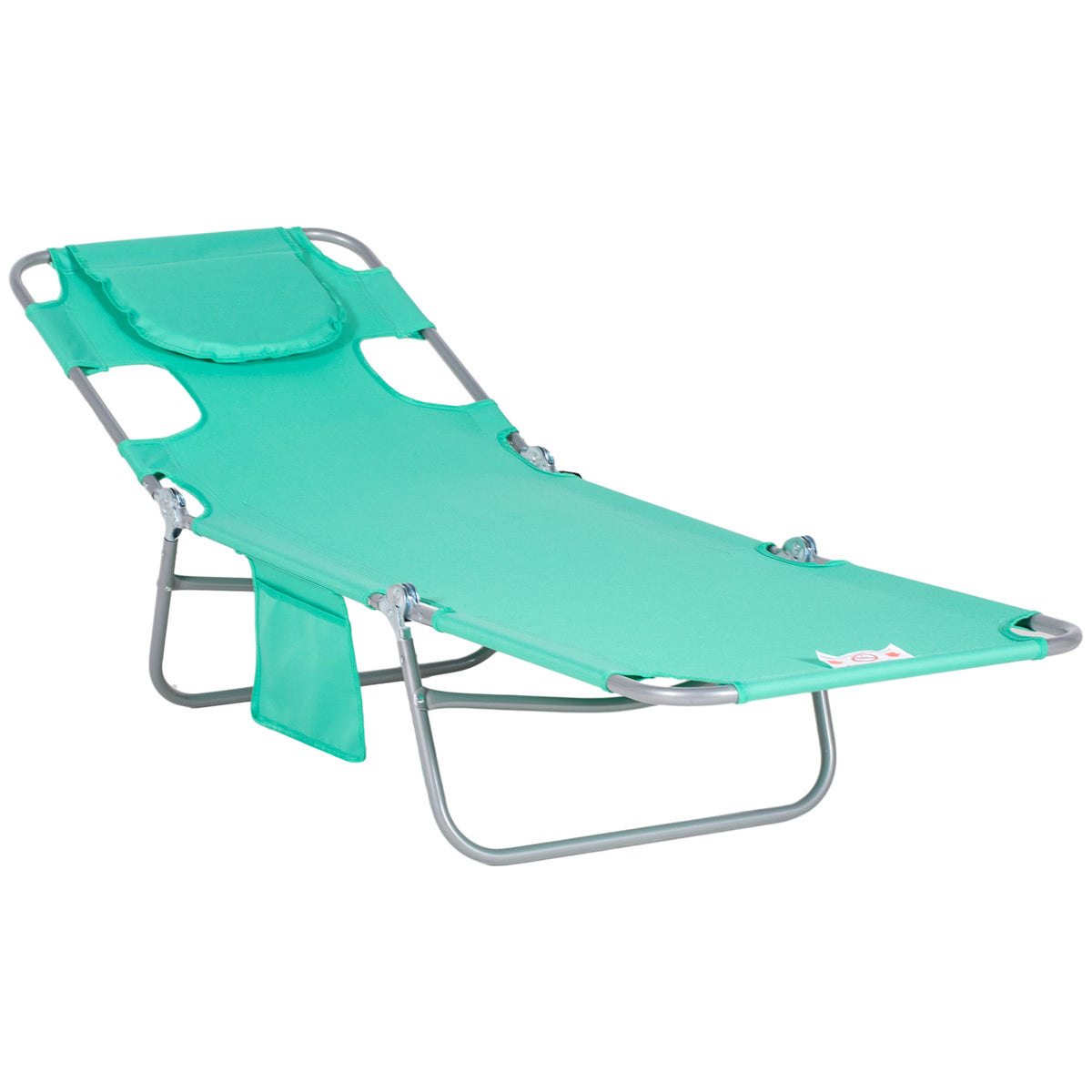 Foldable Sun Lounger with Reading Hole - Green