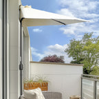 3(m) Half Parasol, Semi Round Umbrella with Metal Frame, Crank Handle for Balcony, Garden, Cream White