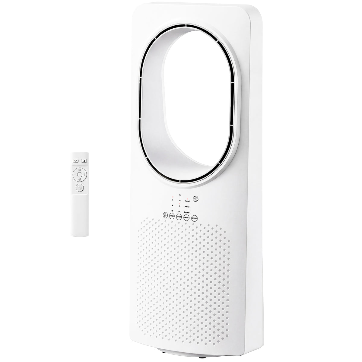Bladeless Turmventilator für Schlafzimmer, 36 dB Standventilator mit 45° Oszillation, 3 Geschwindigkeiten, 3 Modi, 15-Stunden-Timer, Weiß