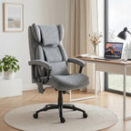 Ergonomischer Massage-Bürostuhl mit 4 Knetpunkten, Chefsessel mit hoher Butterfly-Rückenlehne, breitem Sitz, Grau