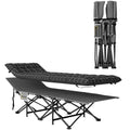 67cm Wide Folding Bed, Camping Cot for Adults with Mattress, Storage Pocket, Carry Bag, Max Load 150kg, Black