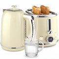 Wasserkocher- und Toaster-Set mit LED-Display, 1,7-L-Wasserkocher mit 3 Std. Warmhaltefunktion, Creme