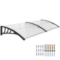 Front Door Canopy Outdoor Awning Aluminium Rigid Plastic Polycarbonate Rain Shelter UV Water Rain Resistant 75 x 195 cm White