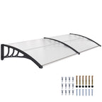 Front Door Canopy Outdoor Awning Aluminium Rigid Plastic Polycarbonate Rain Shelter UV Water Rain Resistant 75 x 195 cm White