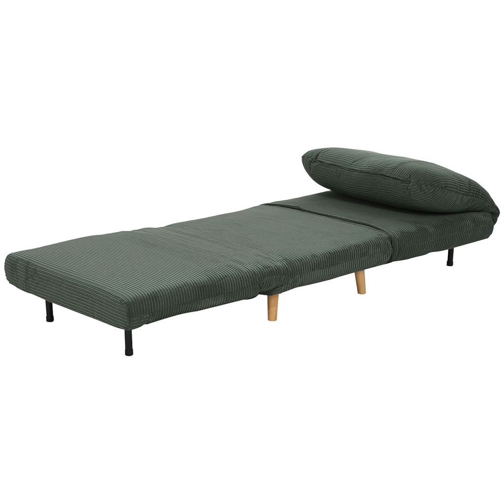 2-in-1 Schlafsessel G?stebett, verstellbare Kopfst¨¹tze Cord-Optik 82 cm x 87 cm x 89 cm Gr¨¹n