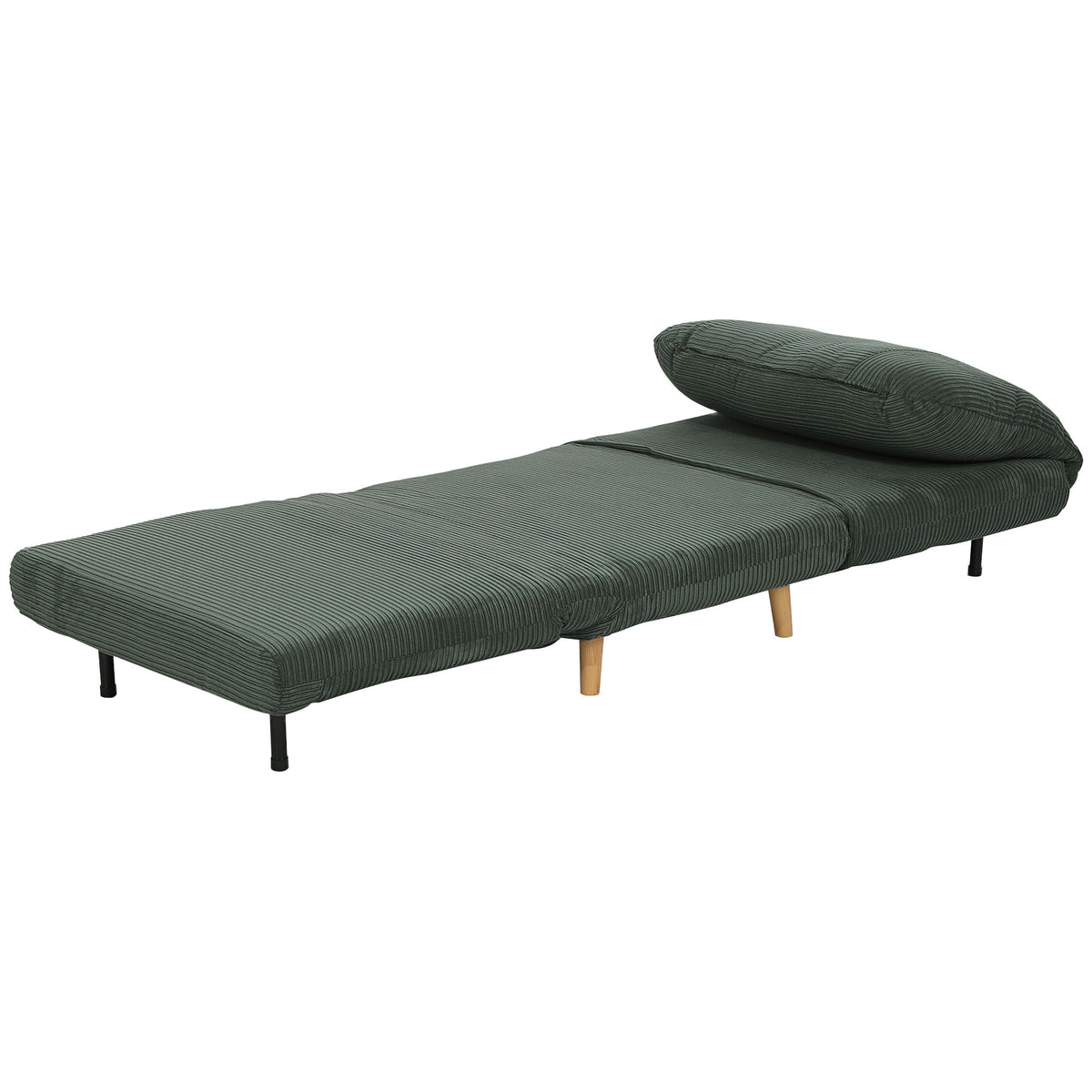 2-in-1 Schlafsessel G?stebett, verstellbare Kopfst¨¹tze Cord-Optik 82 cm x 87 cm x 89 cm Gr¨¹n