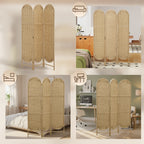 Freestanding Privacy Screen, 3 Panel Folding Room Divider for Living Room, Bedroom and Office, Natural Wood Finish