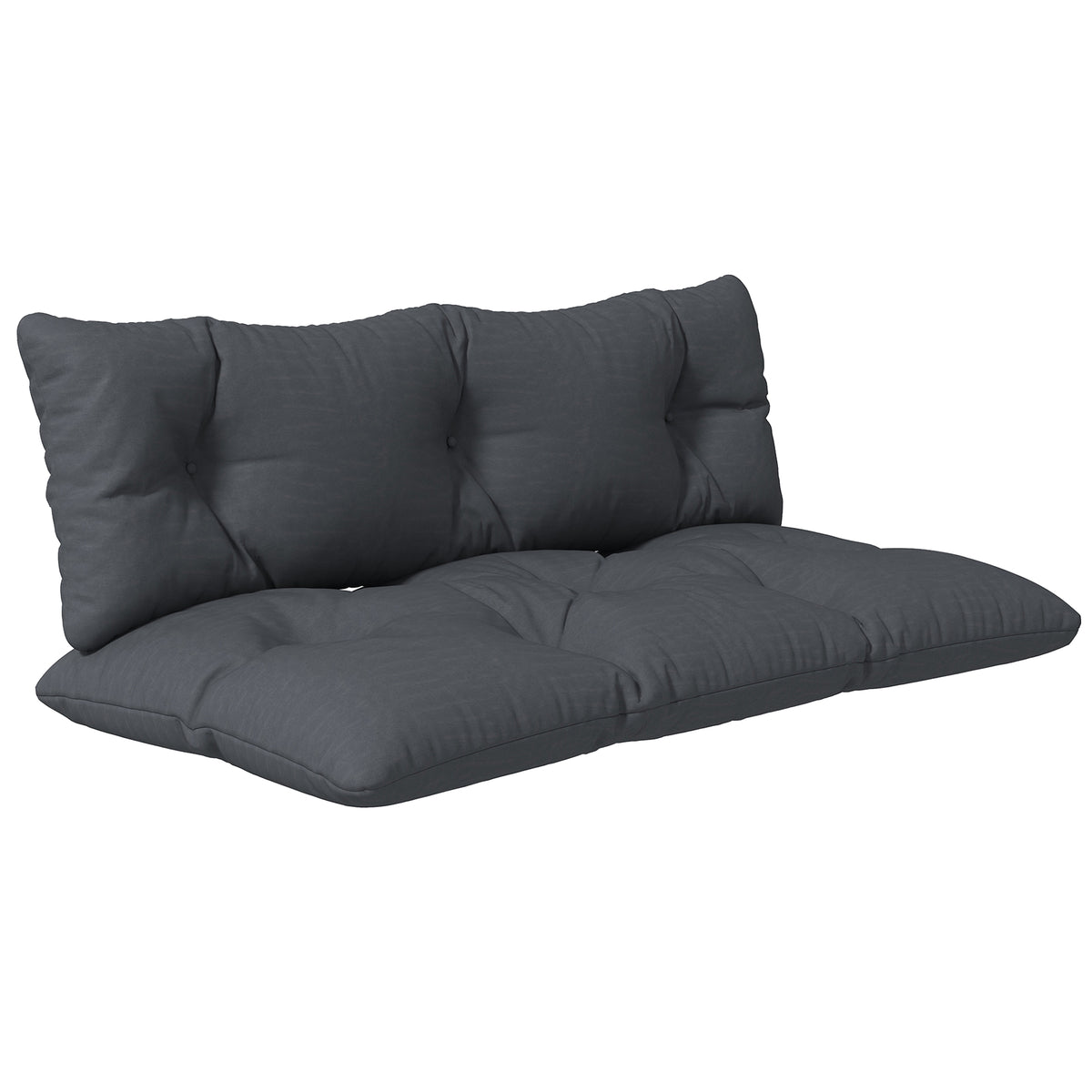 2 teilige Polsterauflage Gartenmöbelsitzkissen Sitzauflage, wetterbeständig, Knopfheftung, 120 x 60 x 15 cm, Grau