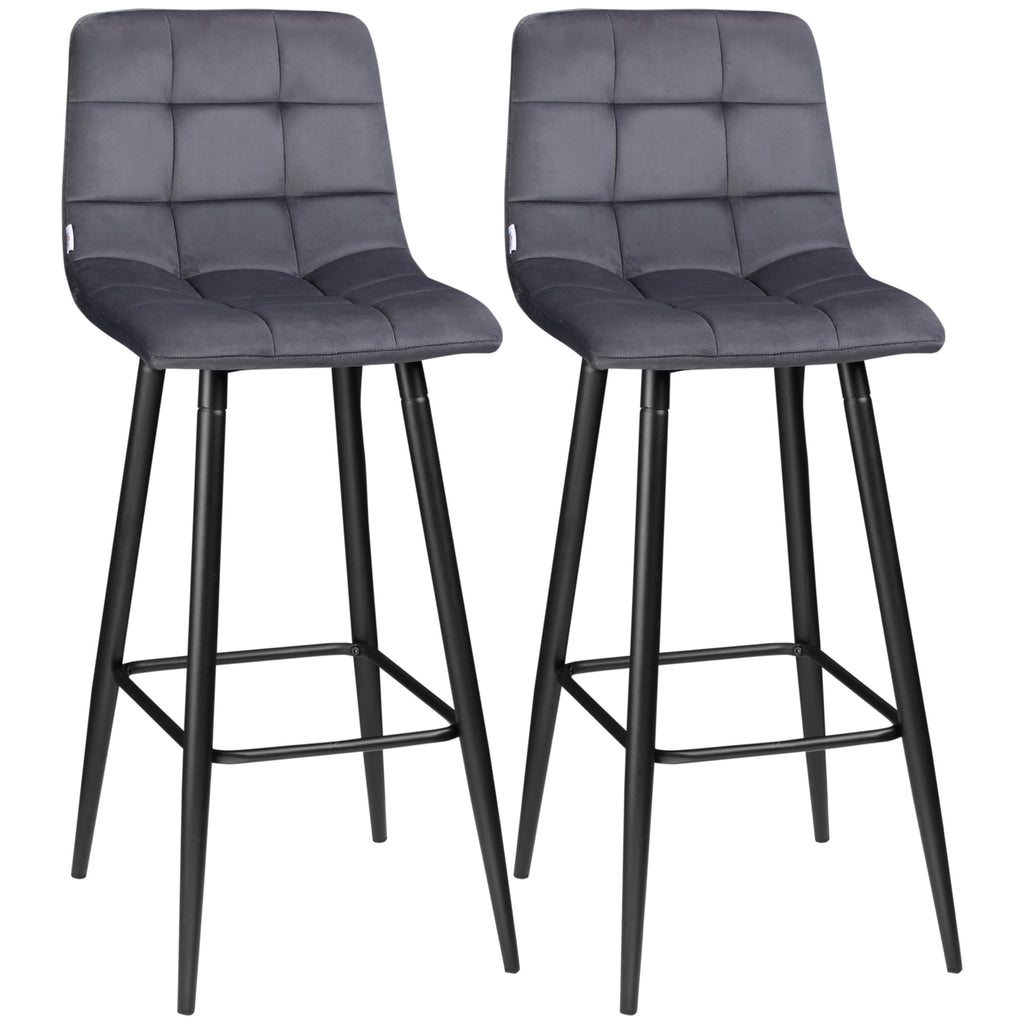 2er-Set Barhocker mit Fußstütze im Retrodesign 42 cm x 55 cm x 103 cm Grau