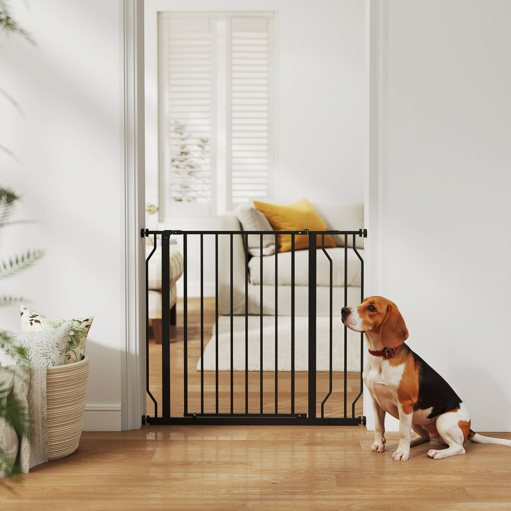 Wide Dog Safety Gate, with Door Pressure, for Doorways, Hallways, Staircases - Black