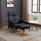 Massagesessel mit Hocker, 145° Neigbarer Relaxsessel mit Massagefunktion, Stauraum, Kunstleder, 80 x 86 x 99 cm, Schwarz