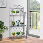  3 Tier Plant Stand Indoor Outdoor, Metal Plant Shelf Flower Display Rack for Potted Plants Garden Balcony Decor, 44 x 25 x 96 cm