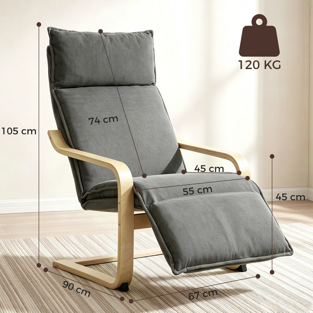 Loungesessel Wohnzimmer Sessel mit Fußstütze Moderner Dunkelgrau
