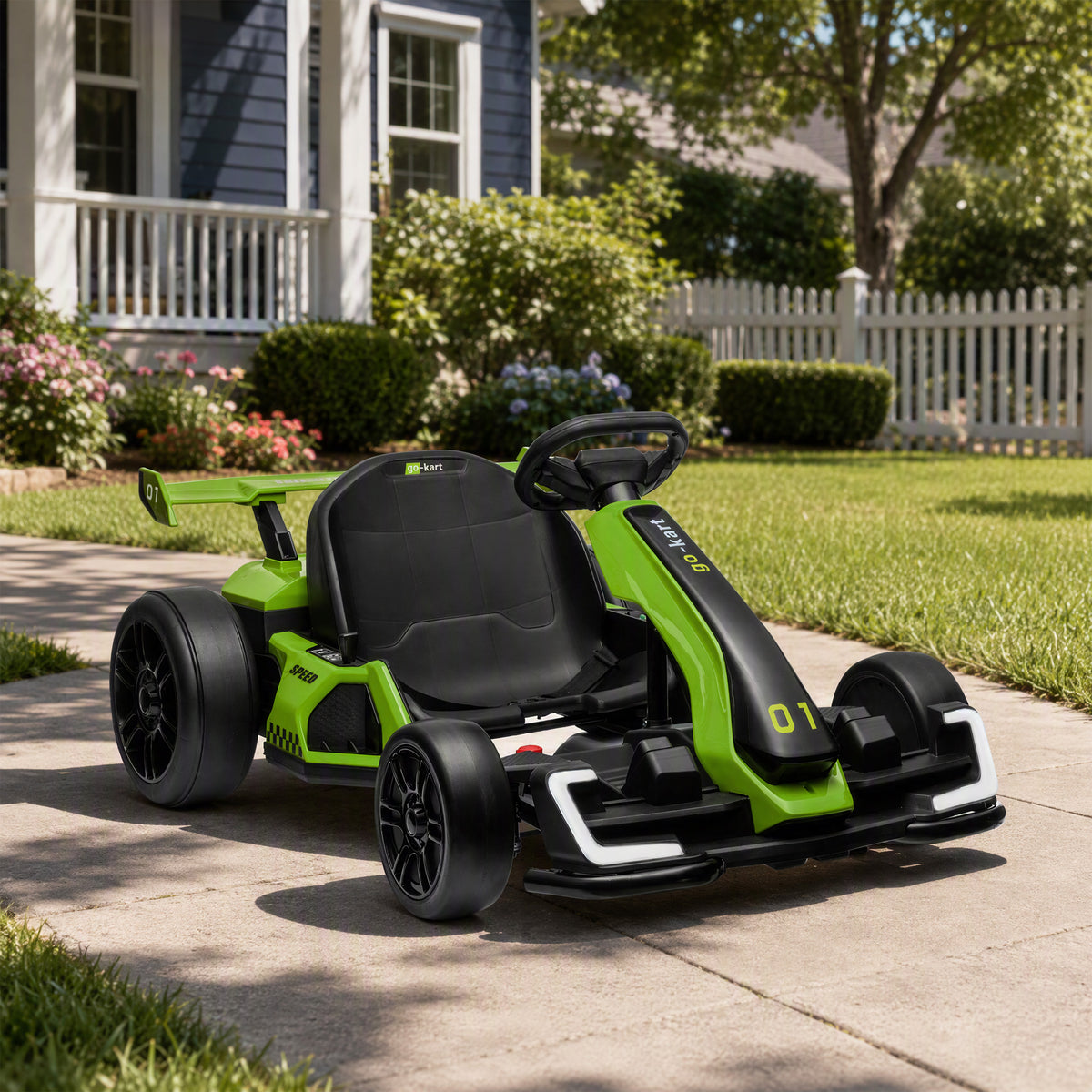 24 V Elektro Go-Kart für Kinder Drift-Funktion für 6-12 Jahre Grün