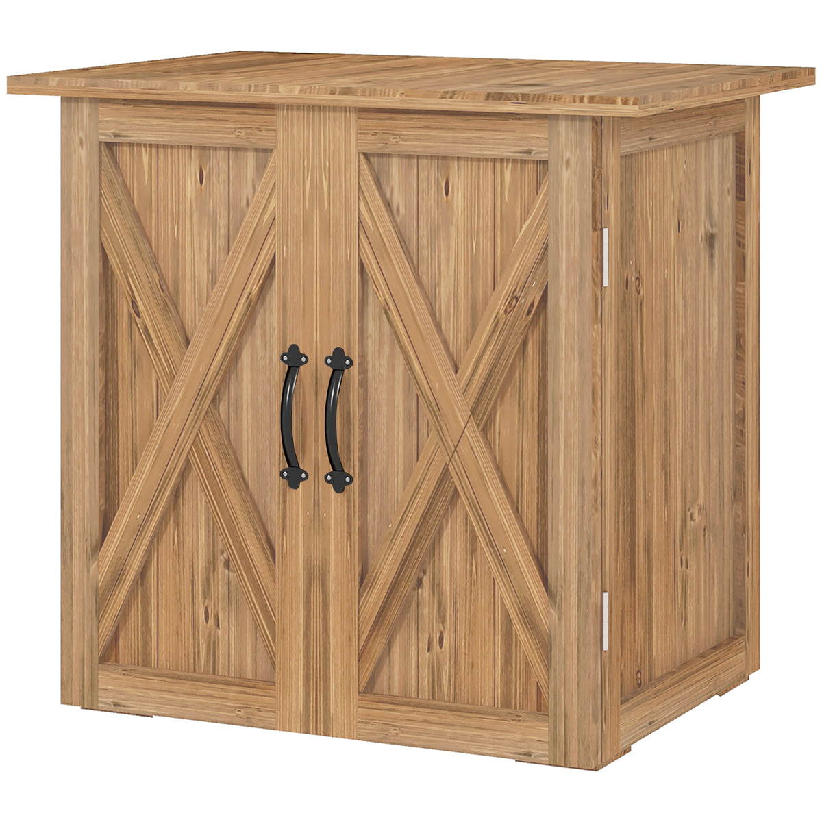 Gartenschuppen, Doppeltür, Magnetverschlüsse, Naturholz, 77B x 55T x 72H cm, Braun