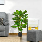 Künstlicher Baum 95 cm Kunstpflanze mit 33 Blättern, Topf für Wohnzimmer