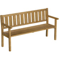 Gartenbank 3-Sitzer Wetterfest Holzbank mit Rückenlehne Armlehnen, Holz Sitzbank 360 kg belastbar Teak