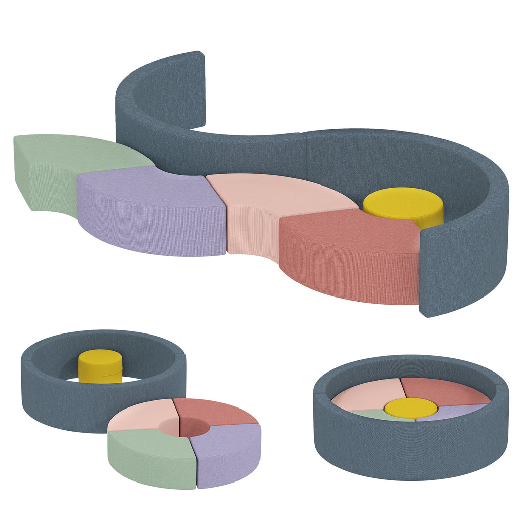 7-teiliges Weichbauklötze-Set für Kleinkinder, Schaumstoff, waschbarer Cordbezug, verschiedene Formen, Bunt