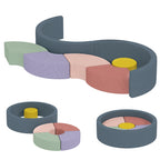 7-teiliges Weichbauklötze-Set für Kleinkinder, Schaumstoff, waschbarer Cordbezug, verschiedene Formen, Bunt