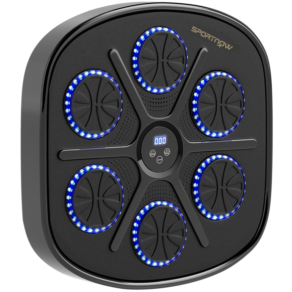 Music Boxing Machine, Smart Bluetooth Boxing Machine Wall Mounted with 9 Speeds & Modes, LED Lights and Gloves, Punching Pad for Adults, Black