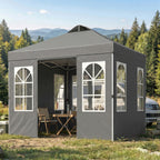 Pavillon 3x3m Wasserdicht Stabil Winterfest Pop-up Faltpavillon, Ein-Knopf-Aufbau, UV 50+ Dunkelgrau